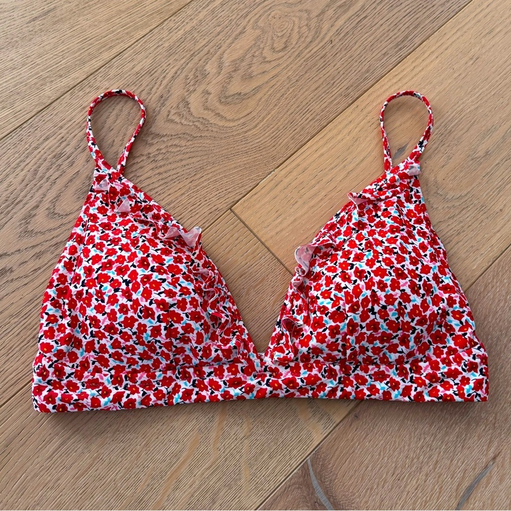 J.Crew Printed French Bikini Top with Ruffles Size Medium